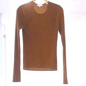 Vince Brown Ribbed Crew Neck Sweater
